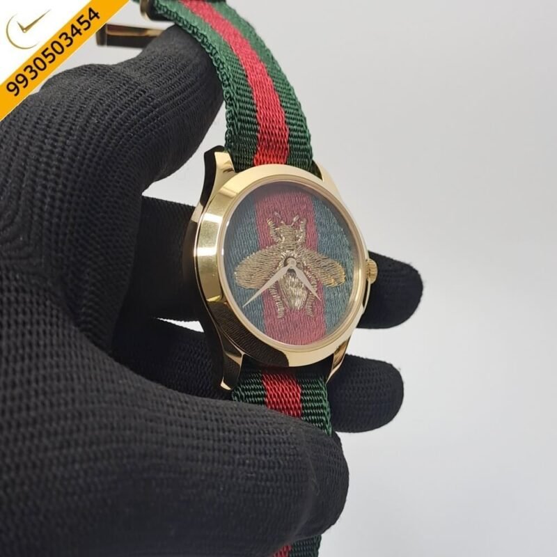 Gucci G-Timeless Bee Edition Multi Colour Dial Nylon Strap Swiss Watch - Image 3