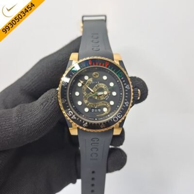 Gucci Snake DIVE YA136219 Black Snake Motif Dial Swiss Watch