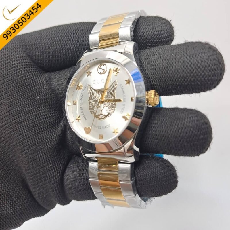 Gucci Timeless Sliver Dial Dual Tone Stainless Steel Swiss Watch - Image 2