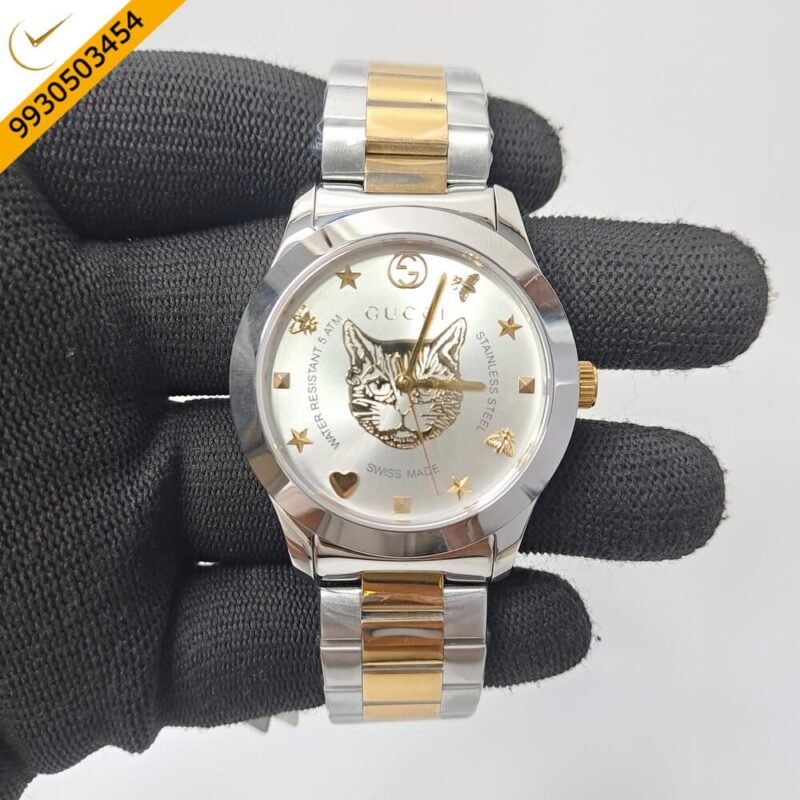 Gucci Timeless Sliver Dial Dual Tone Stainless Steel Swiss Watch