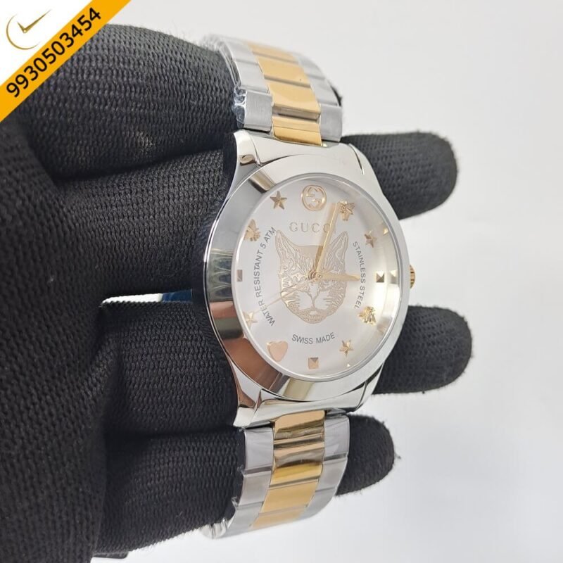 Gucci Timeless Sliver Dial Dual Tone Stainless Steel Swiss Watch - Image 3