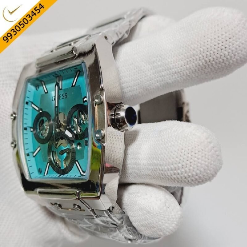 Guess Phoenix Steel Sky Blue Dial Chronograph Movement Swiss Watch - Image 3