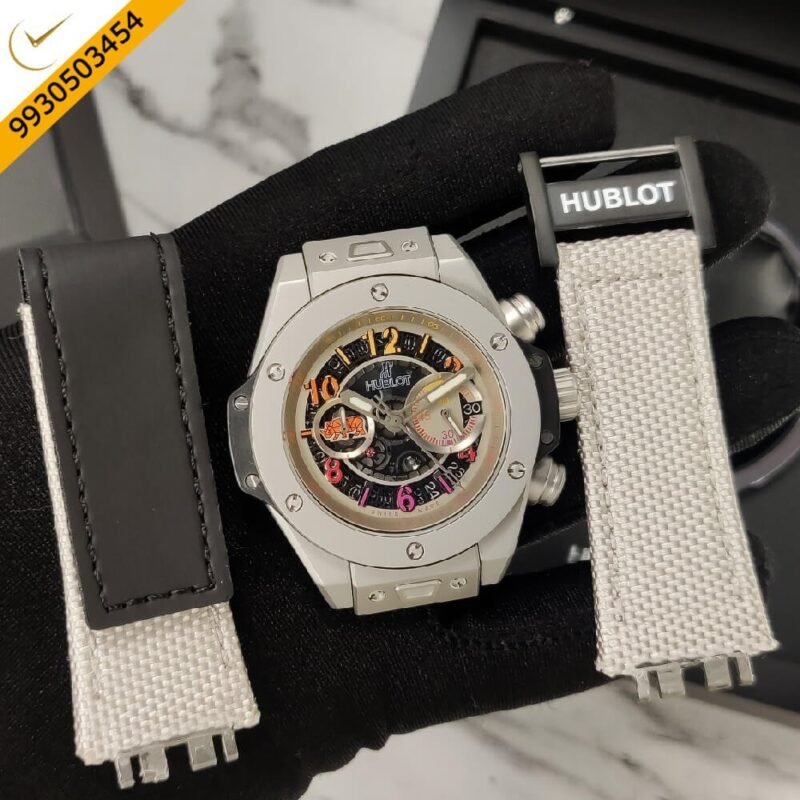 Hublot Big Bang UNICO SORAI Black Dial Grey Nylon Strap Swiss Watch - Image 2