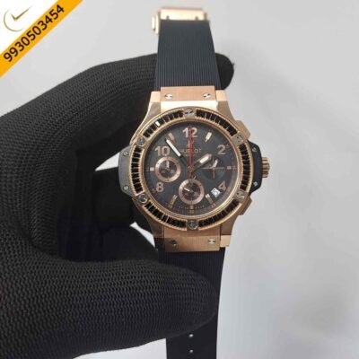 Hublot Big Bang Cappuccino Chronograph Black Dial Rubber Strap Swiss Watch
