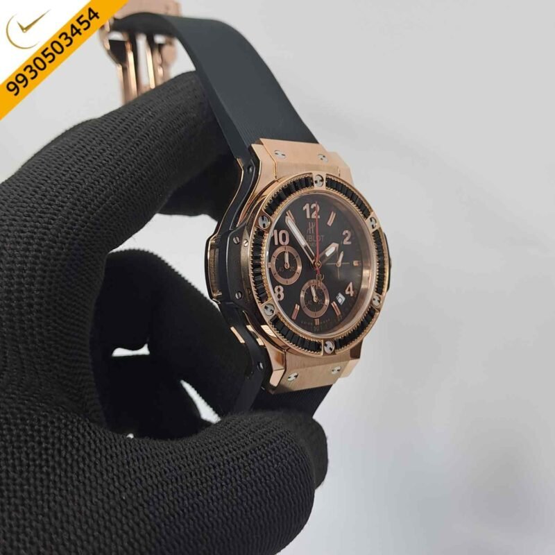 Hublot Big Bang Cappuccino Chronograph Black Dial Rubber Strap Swiss Watch - Image 3