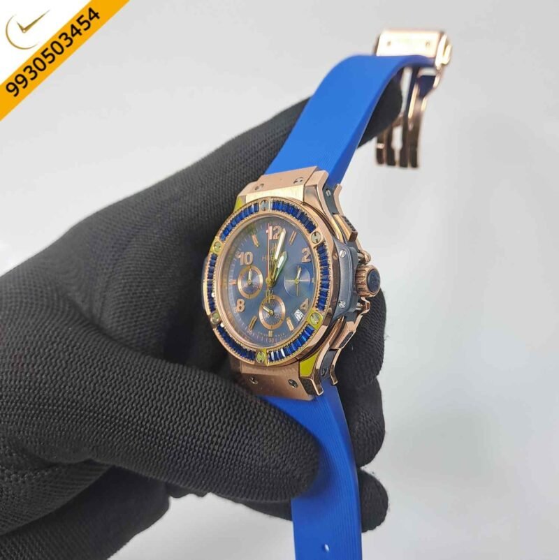 Hublot Big Bang Cappuccino Chronograph Blue  Dial Rubber Strap Swiss Watch - Image 2