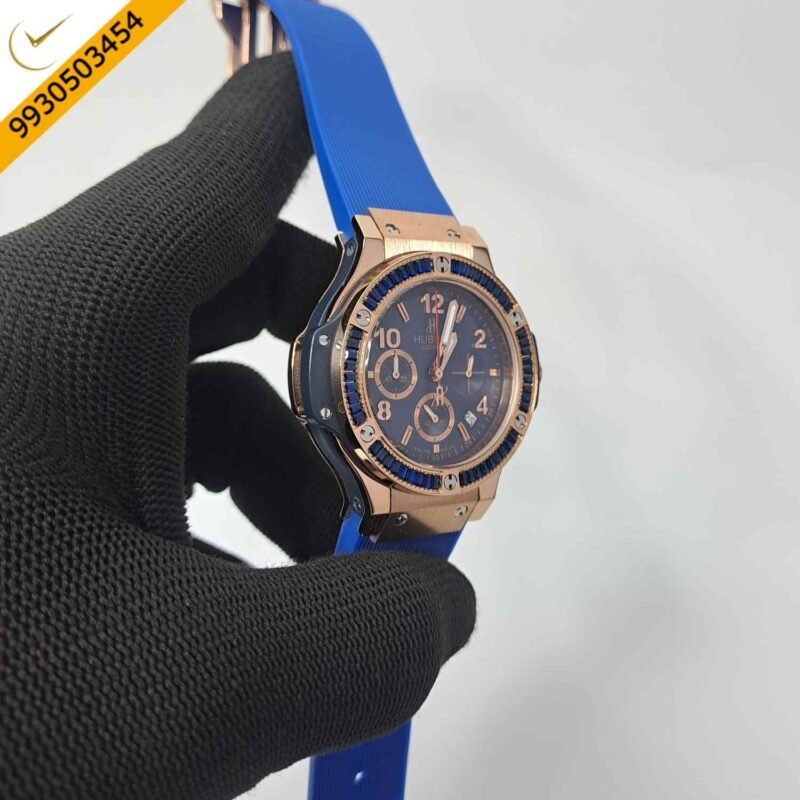 Hublot Big Bang Cappuccino Chronograph Blue  Dial Rubber Strap Swiss Watch - Image 3