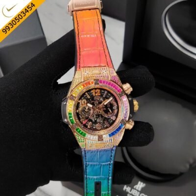 Hublot Big Bang UNICO King RAINBOW Multi-Coloured Dial Leather Strap Swiss Watch