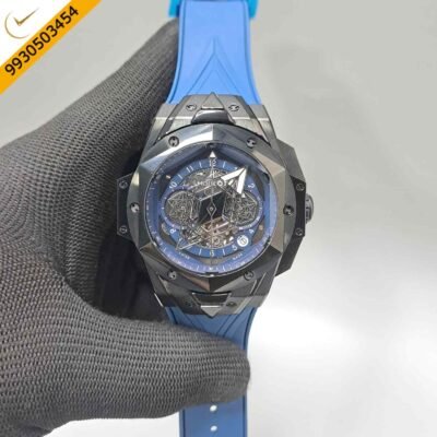 Hublot Big Bang UNICO Sang Bleu II 45mm Full Black Blue Dial Blue Rubber Strap