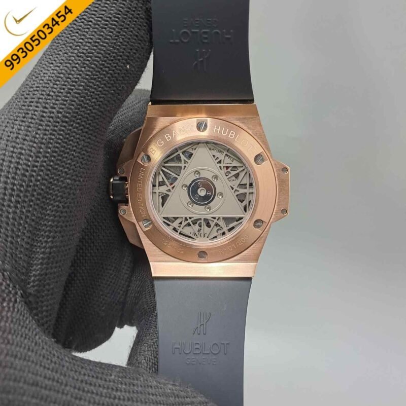 Hublot Big Bang UNICO Sang Bleu II 45mm Rose Gold Black Dial Black Rubber Strap Swiss Watch - Image 4