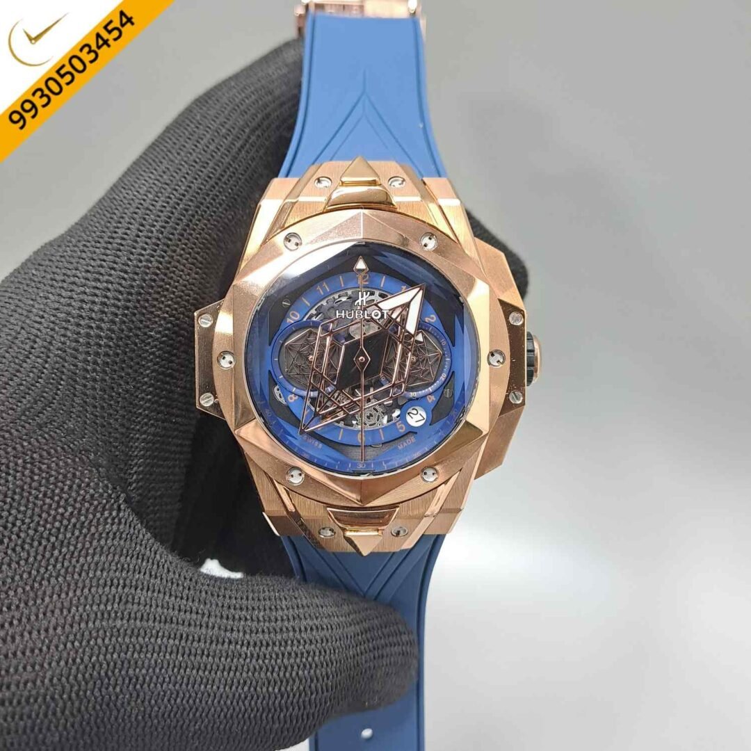 Hublot Big Bang UNICO Sang Bleu II 45mm Rose Gold Blue Dial Blue Rubber Strap Swiss Watch