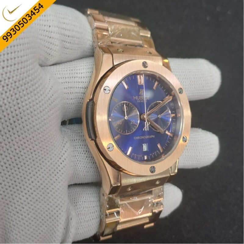 Hublot Classic Fusion Chronograph Rose Gold Blue Dial Watch - Image 3