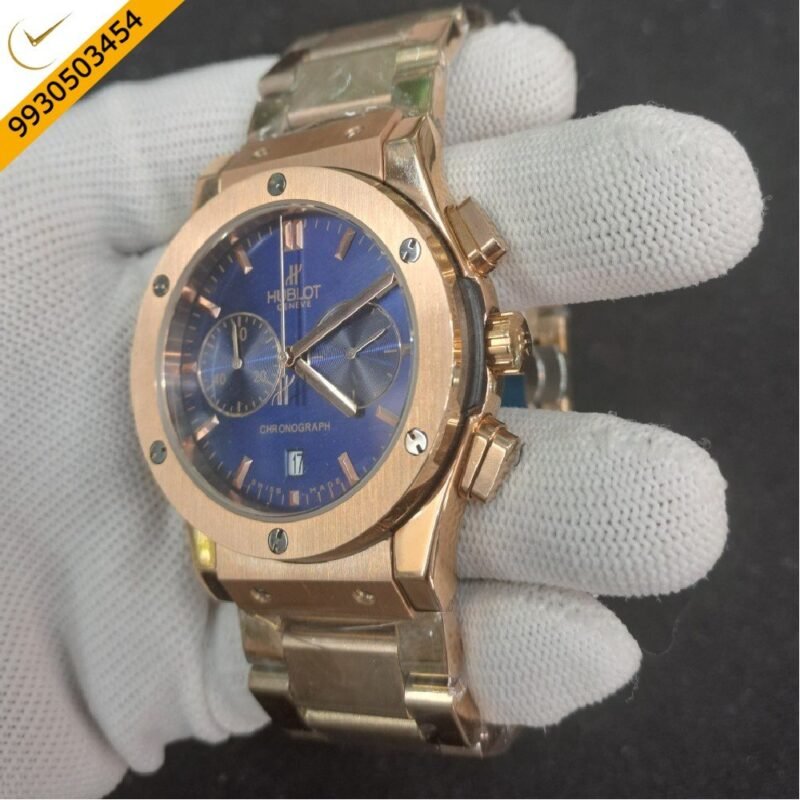 Hublot Classic Fusion Chronograph Rose Gold Blue Dial Watch - Image 2