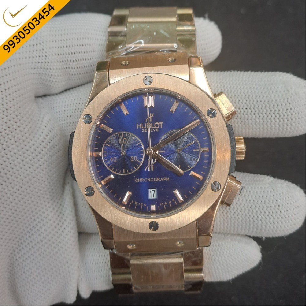 Hublot Classic Fusion Chronograph Rose Gold Blue Dial Watch