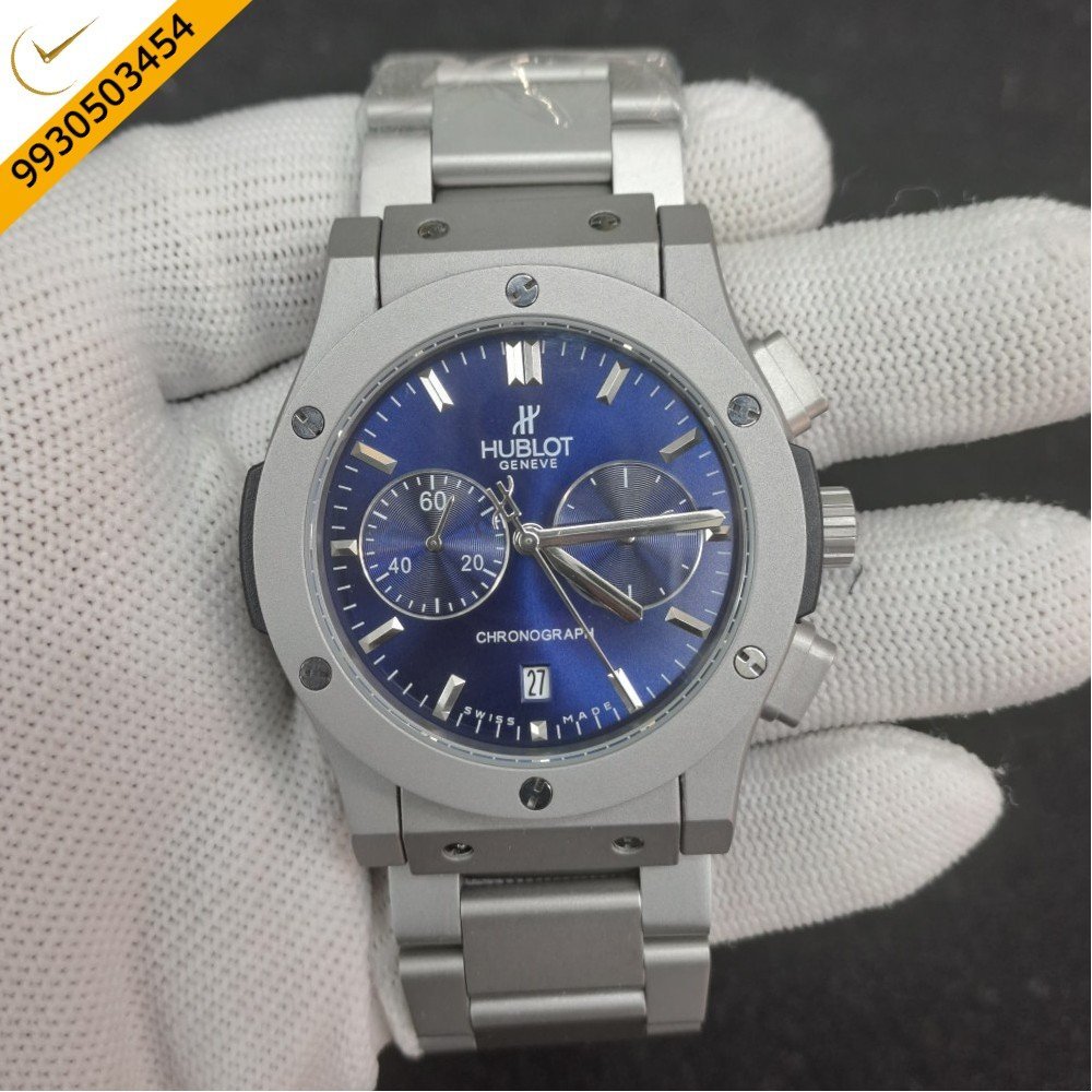 Hublot Classic Fusion Chronograph Silver Blue Dial Watch