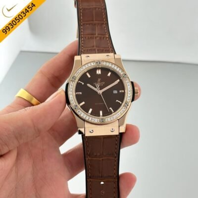 Hublot Classic Fusion Diamond Brown Dial Brown Leather Strap Swiss Watch