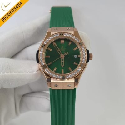 Hublot Classic Fusion Diamond Green Rubber Strap Swiss Watch