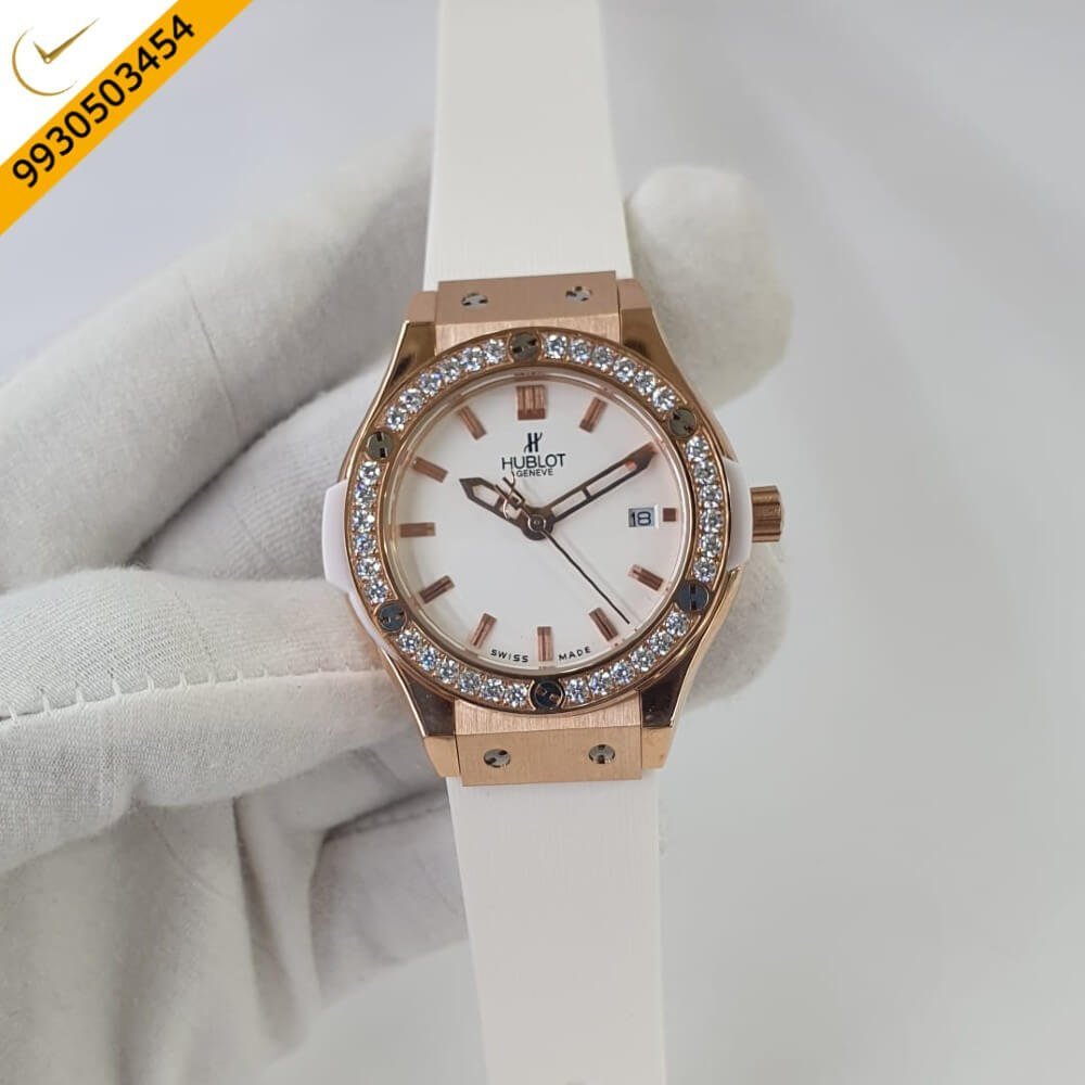 Hublot Classic Fusion Diamond White Rubber Strap Swiss Watch