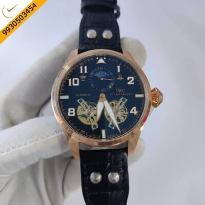 I W C Big Pilot Double Tourbillon Rose Gold Black Dial Swiss Automatic Watch