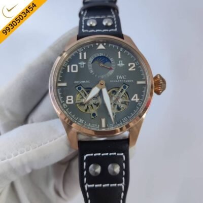 I W C Big Pilot Double Tourbillon Rose Gold Grey Dial Swiss Automatic Watch