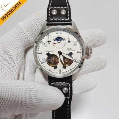 I W C Big Pilot Double Tourbillon Silver White Dial Swiss Automatic Watch