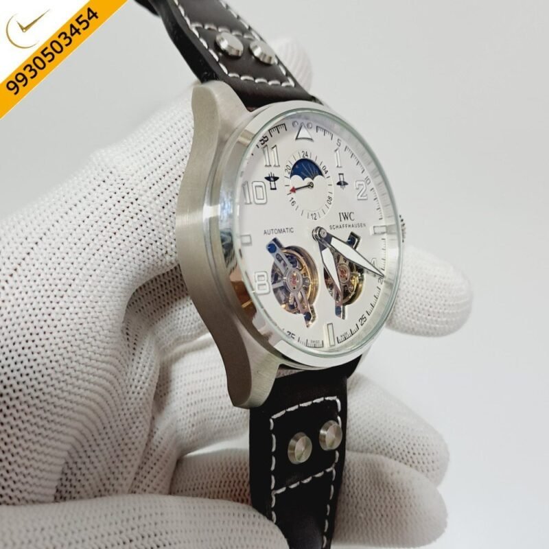 I W C Big Pilot Double Tourbillon Silver White Dial Swiss Automatic Watch - Image 2