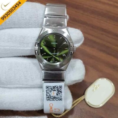 Omega Constellation Full Silver Stick Marker Green Dial Watch