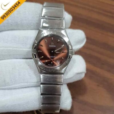 Omega Constellation Full Silver Stick Marker Brown Dial Watch