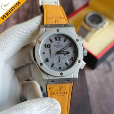 Hublot Vendom 3 Chronograph Grey Dial Gold Leather Strap Watch
