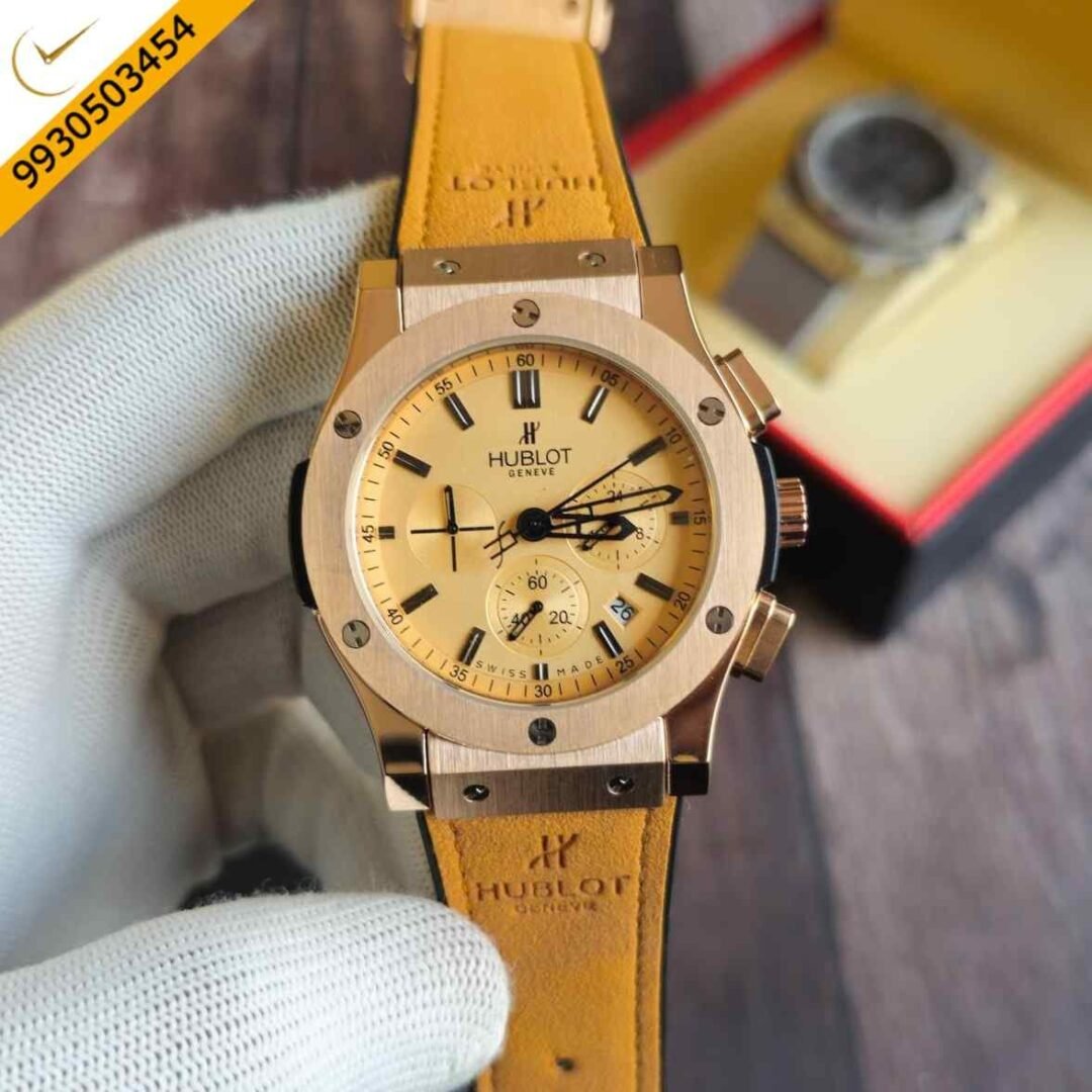 Hublot Vendom 3 Chronograph Gold Leather Strap Watch