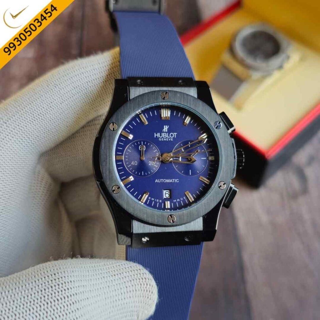 Hublot Classic Fusion Chronograph Blue Rubber Strap Watch