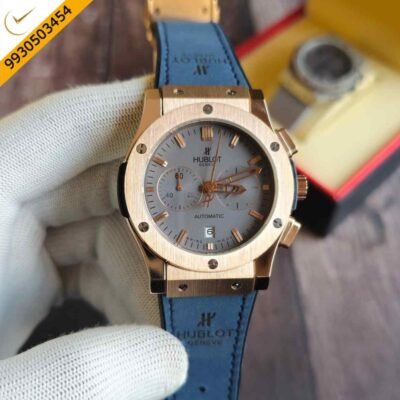 Hublot Classic Fusion Chronograph Grey Dial Blue Leather Strap Watch