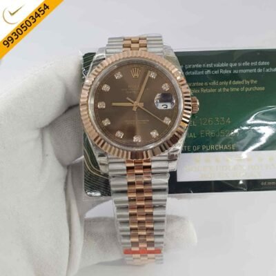 Rolex Oyster Perpetual Date Just Dual Tone Brown Dial Swiss ETA Automatic Movement Watch