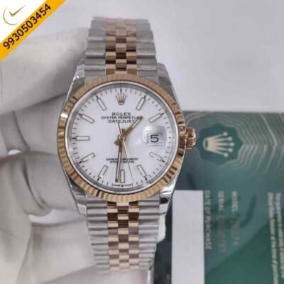 Rolex Oyster Perpetual Date Just Dual Tone White Dial Swiss ETA Automatic Movement Watch
