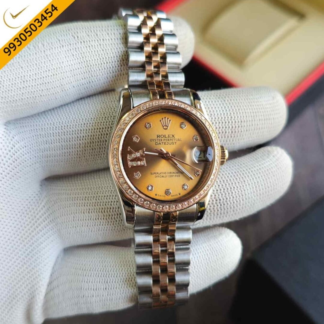 Rolex Date-Just Diamond Bazel Dual Tone Yellow Dial Swiss Automatic Watch