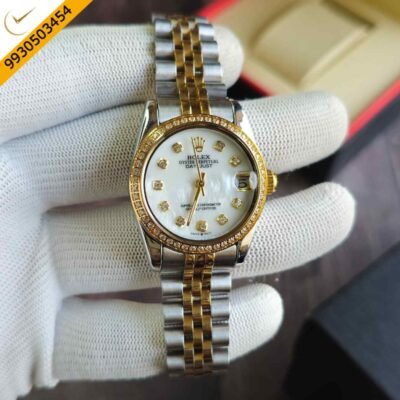 Rolex Date-Just Diamond Bazel Dual Tone White Dial Swiss Automatic Watch