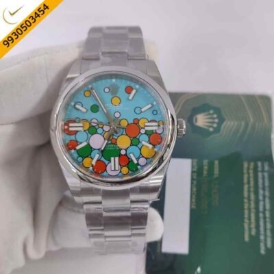 Rolex Oyester Perpetual Blue Bubble Dial Swiss ETA Automatic Movement Watch