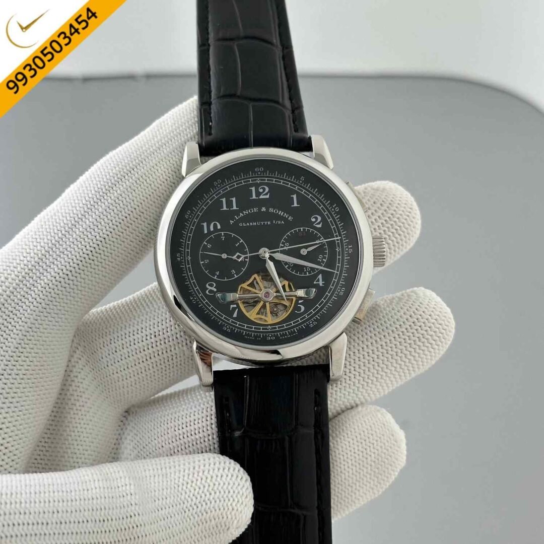 A. Lange & Shone Turbograph Limited Edition Silver Black Dial Swiss ETA Automatic Watch