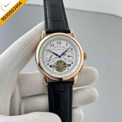 A. Lange & Shone Turbograph Limited Edition Rose Gold White Dial Swiss ETA Automatic Watch