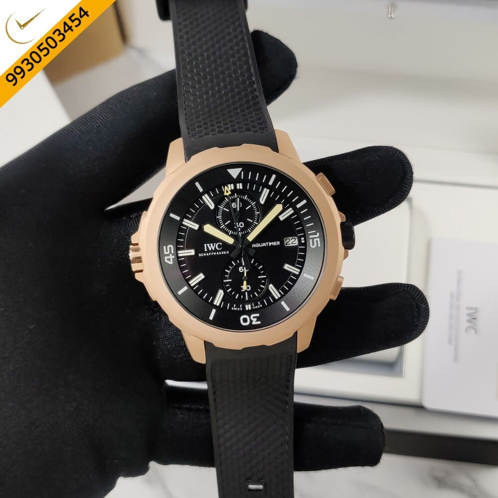 IWC Aquatimer Black Dial Black Rubber Strap Swiss Watch