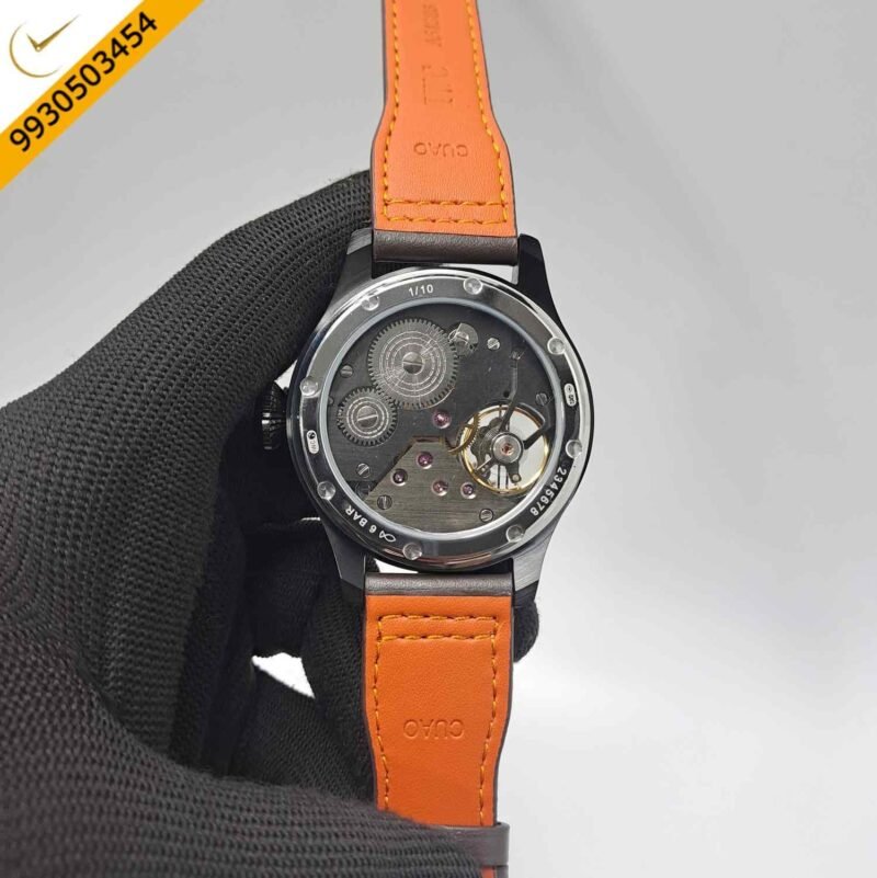 IWC Moonphase Big Pilot Black Blue Dial Brown Leather Strap Swiss Automatic Watch - Image 4