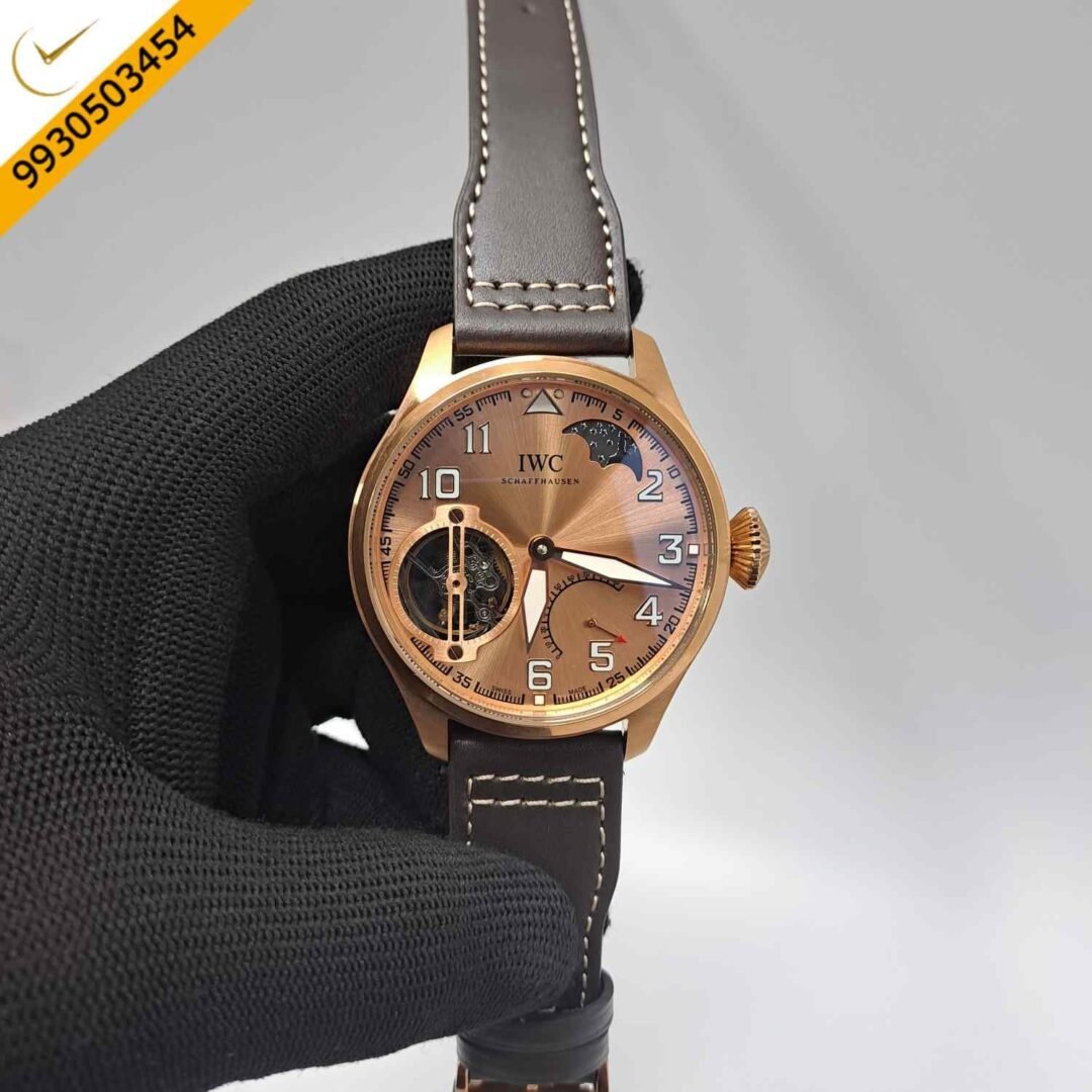 IWC Moonphase Big Pilot Rose Gold Edition Grey Leather Strap Swiss Automatic Watch