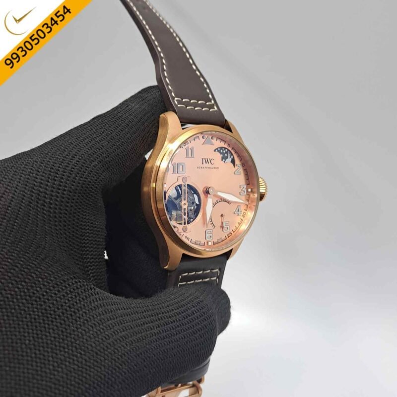 IWC Moonphase Big Pilot Rose Gold Edition Grey Leather Strap Swiss Automatic Watch - Image 2