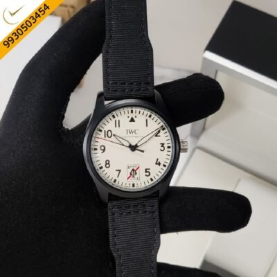 IWC PILOT’S White Dial Black Leather Strap Automatic Watch