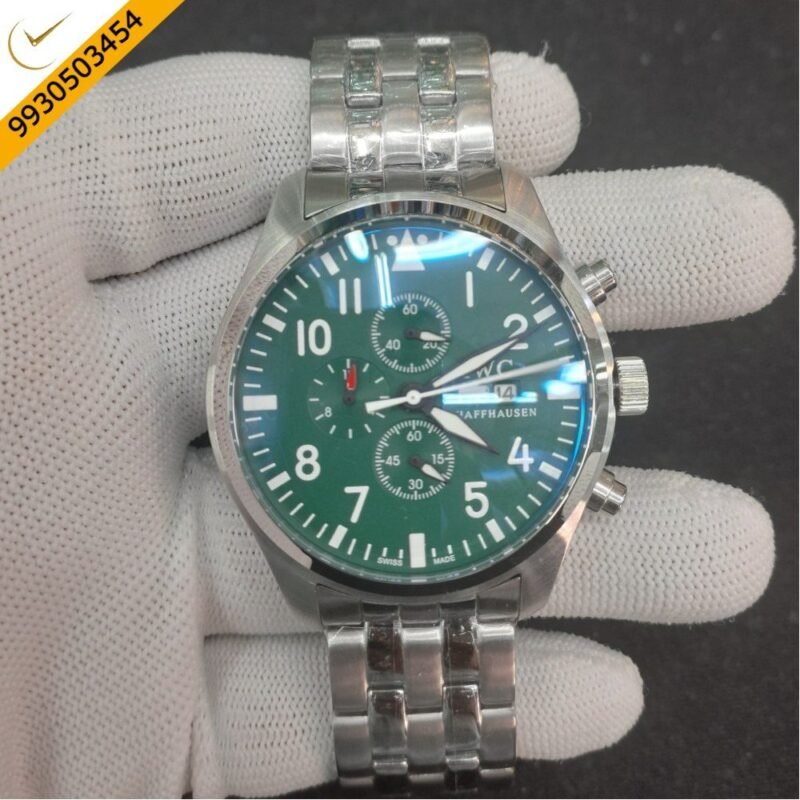 IWC Pilot Chronograph Green Dial Stainless Steel Watch
