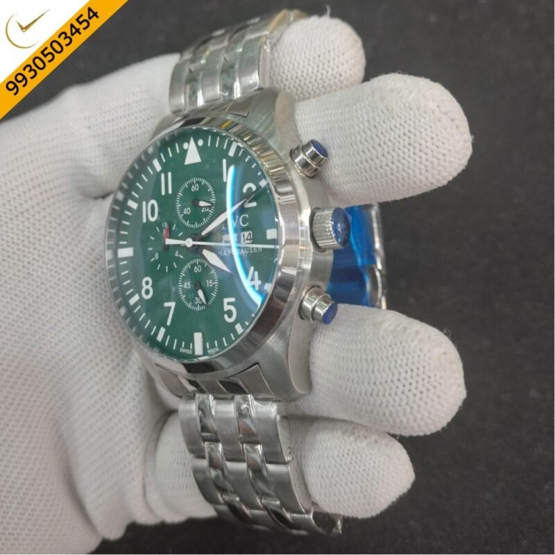 IWC Pilot Chronograph Green Dial Stainless Steel Watch - Image 2