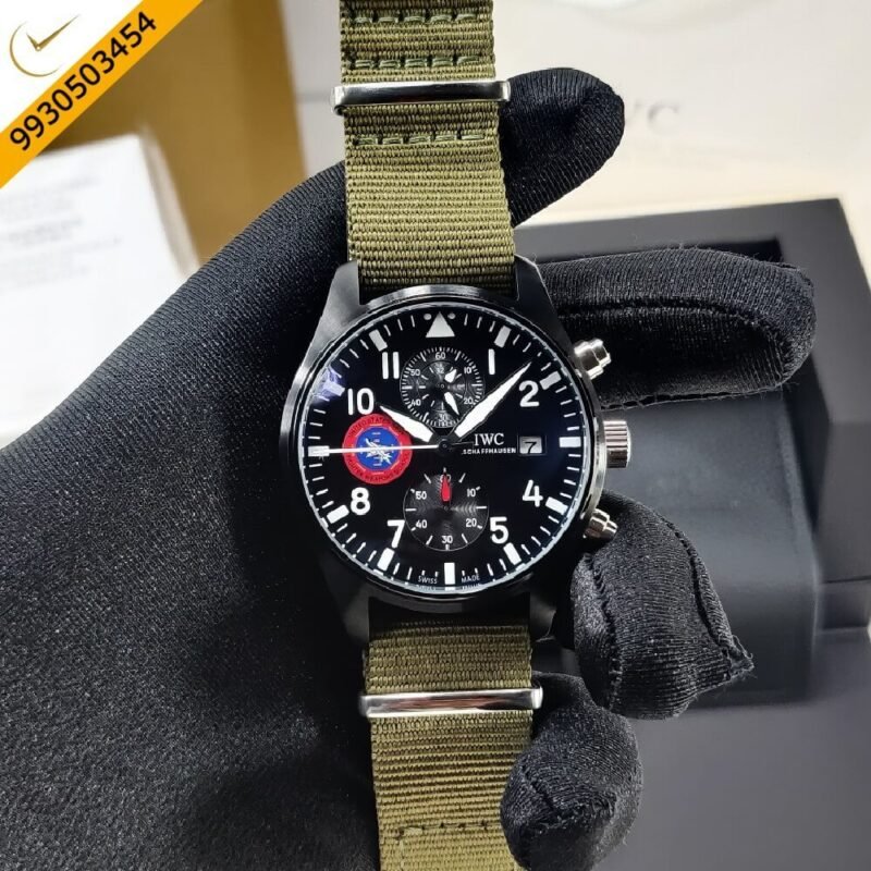 IWC Schaffhausen Pilot’s Mark XVIII Top Gun Black Dial Green Nylon Strap Automatic Watch