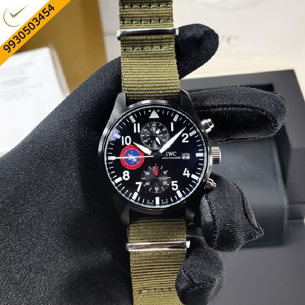 IWC Schaffhausen Pilot’s Mark XVIII Top Gun Black Dial Green Nylon Strap Automatic Watch