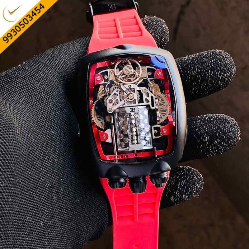 Jacob& Co Buggati Black Red Strap Edition Swiss Automatic Watch