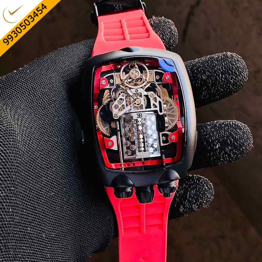 Jacob& Co Buggati Black Red Strap Edition Swiss Automatic Watch